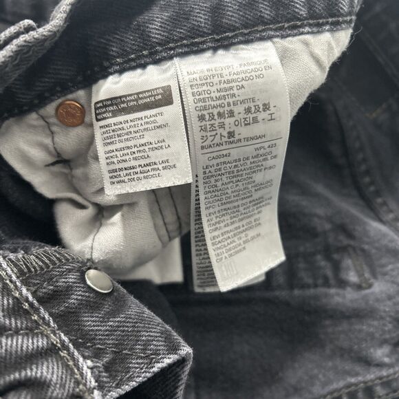 Levis 501 Jeans Mens 36x32‎ Black Straight Button Fly Denim Preppy Y2K - Picture 4 of 8